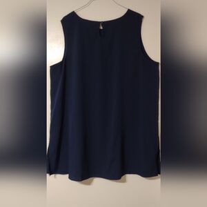 Jessica London Navy Sleeveless Scoop Neck Tunic Side Slit 22W